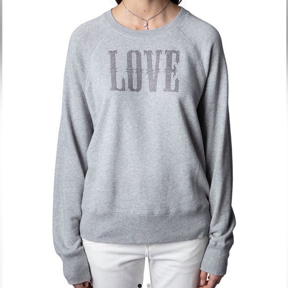 Zadig & Voltaire sweatshirt “LOVE” gray size L NWT - Picture 1 of 7